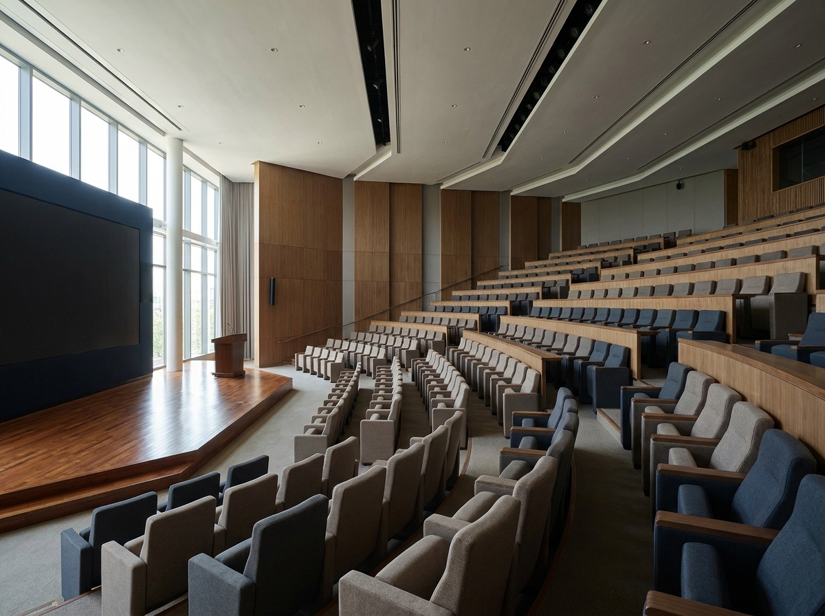 Empty auditorium ready for a business event in Seattle.
