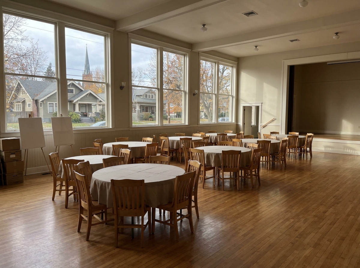 A community event space in Spokane set up for an event.