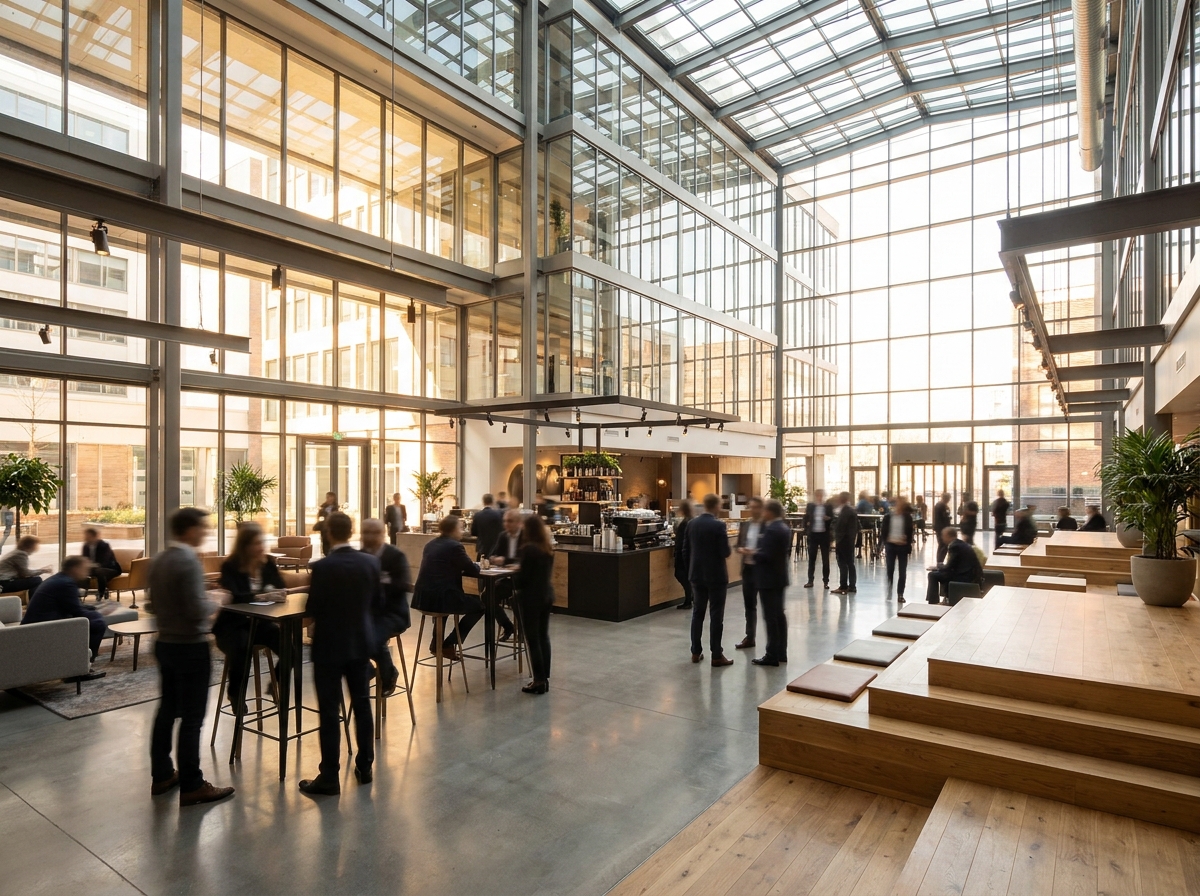 Attendees mingling at a startup networking event.