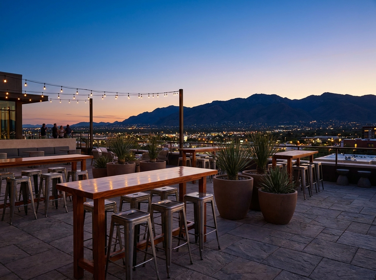Rooftop venue in Tucson set for a professional networking event.