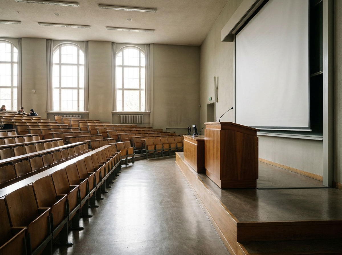 An empty lecture hall ready for a professional seminar in Tucson.