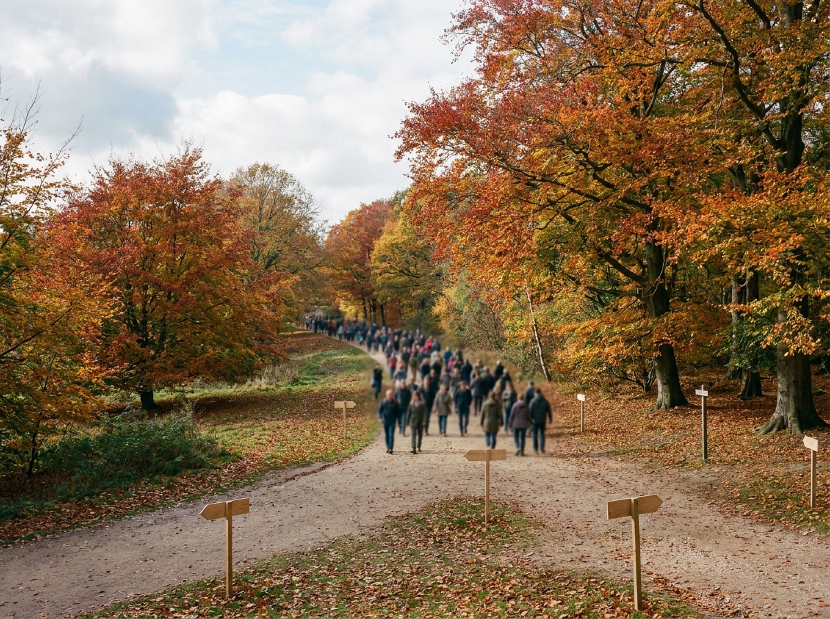 A scenic, marked trail prepared for a walking event.