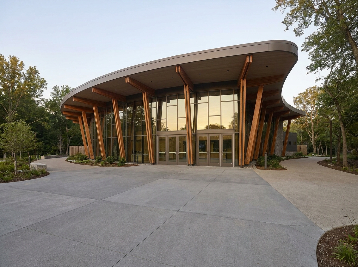 The clean, modern entrance gate of a zoo, ready for visitor check-in.
