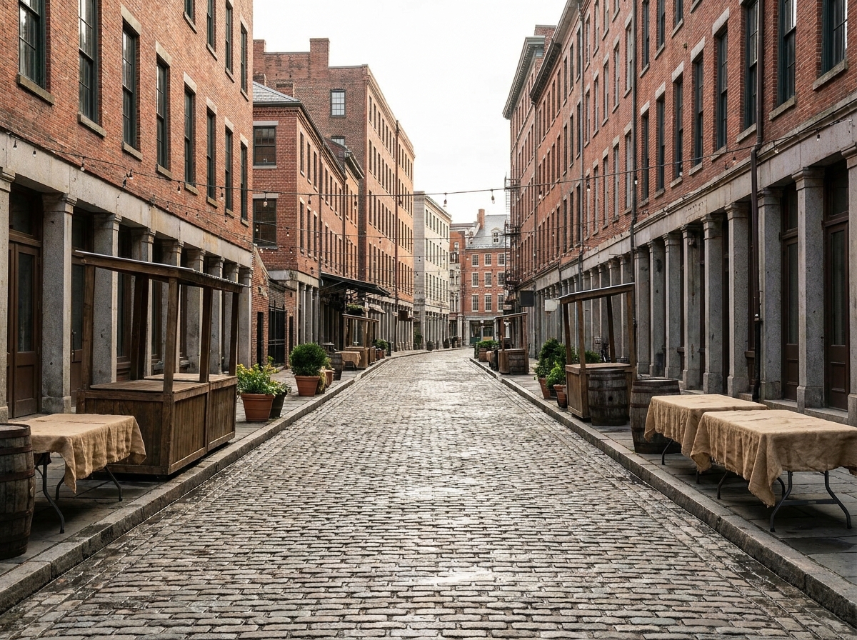 A historic street in Wilmington, ready for a community event.