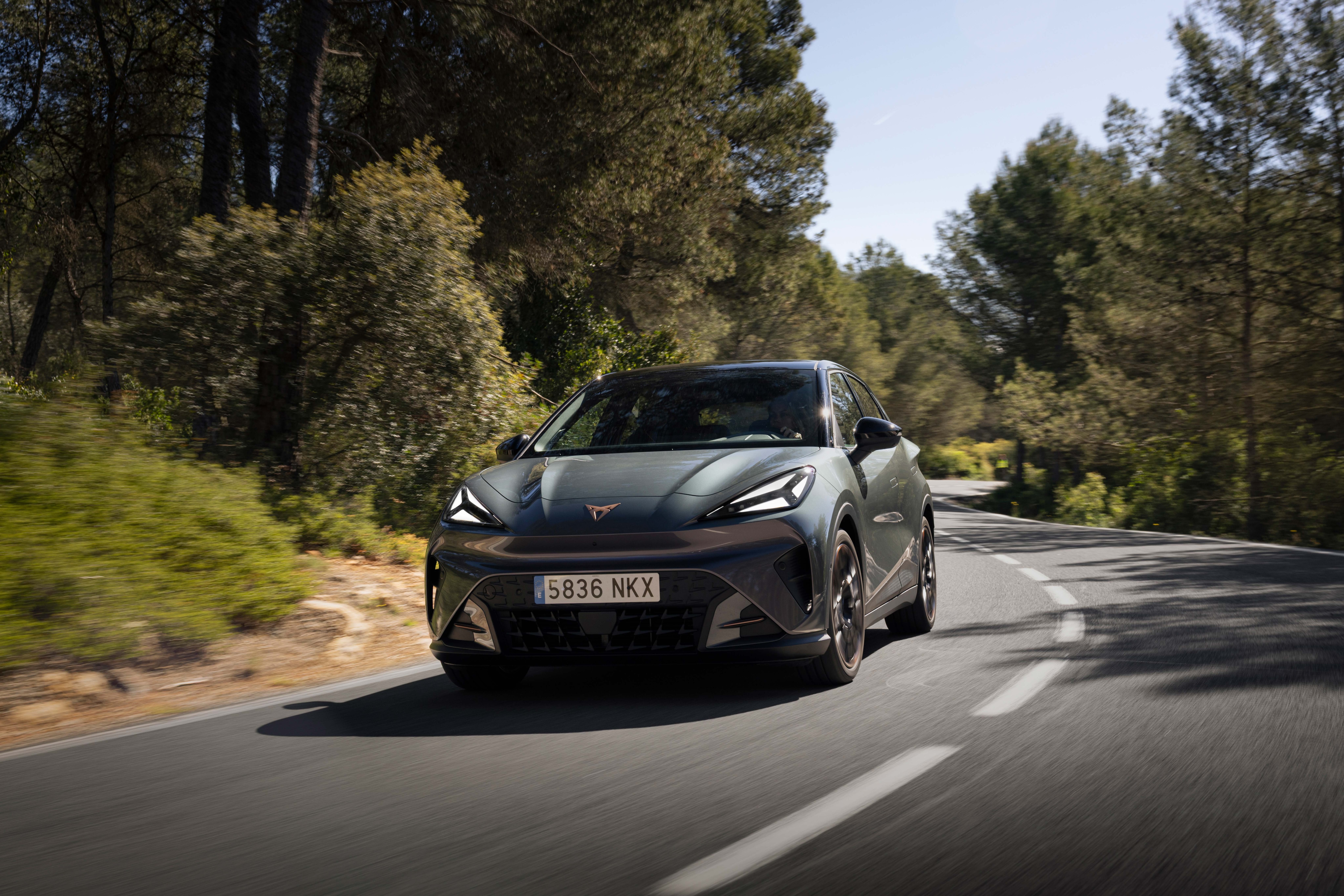 CUPRA Raval (MY2027) front three-quarter, forest road. Source: CUPRA Media Center.