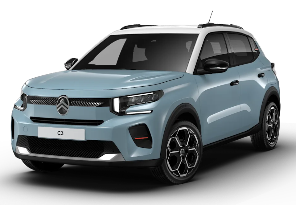 Source: https://www.citroen.se/content/dam/citroen/master/no-config/noconfig-ec3-c3/ice-max/C3_ICE_MAX_MONTECARLOBLUE_TB_01.png — citroen.se (Wismo, Swedish importer; cleared by Tord Overå 2026-10-05), cropped tight to car. Run: 2026-10-05
