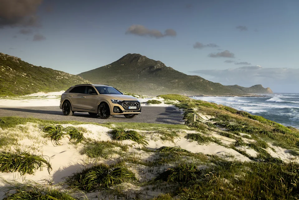 Audi Q8 (current gen) side, coastal. Source: Audi MediaCenter A236005.