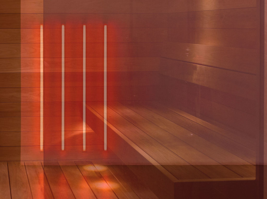 Inside a sauna with infared lights