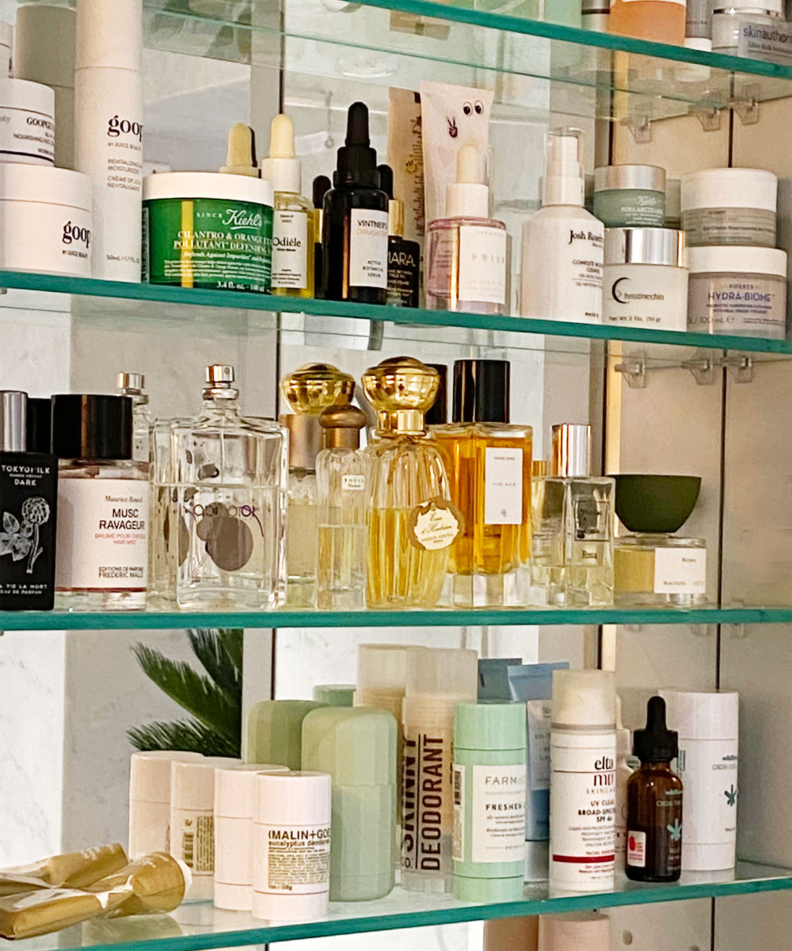 Shelfie with endocrine disrupting skincare products.