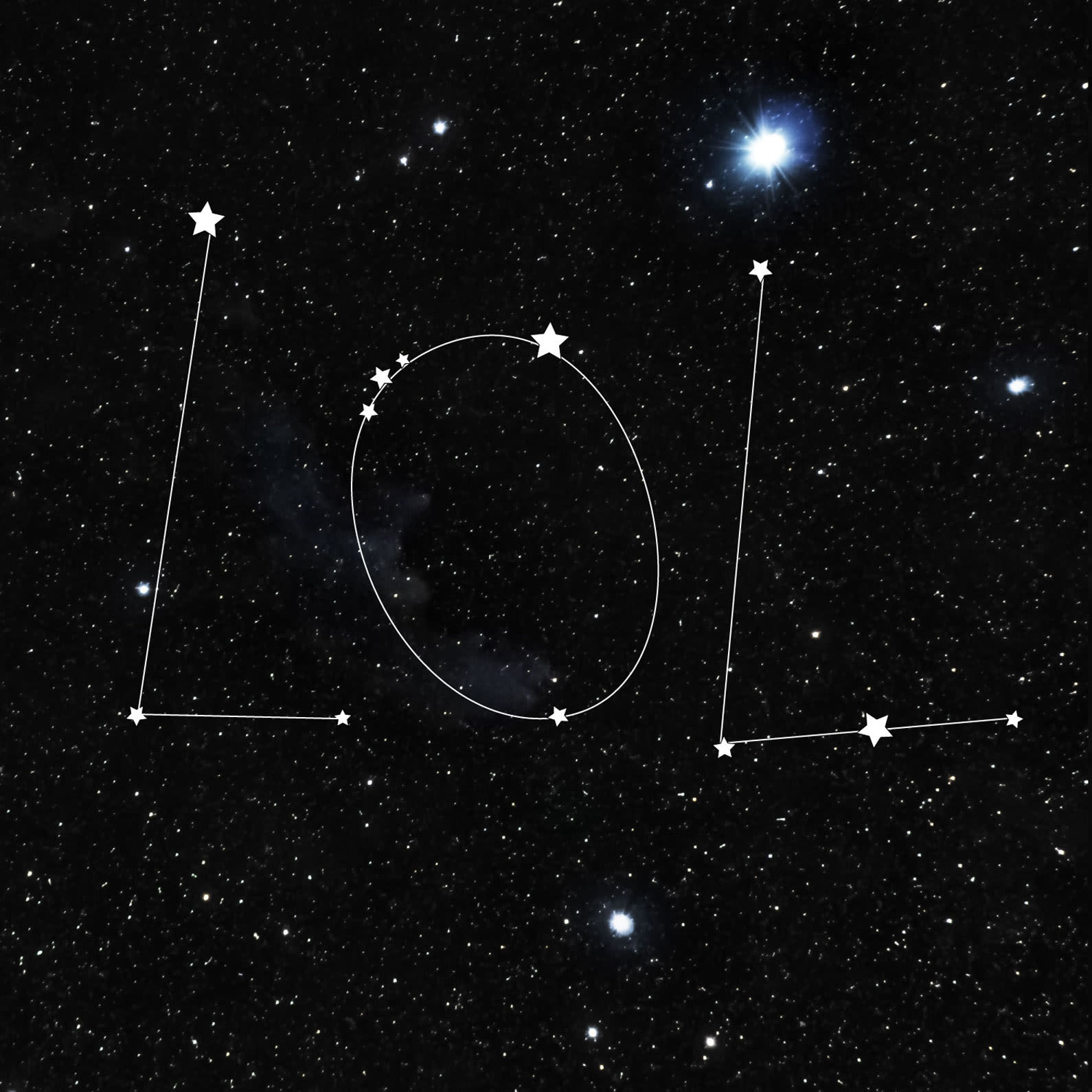 Starry night with an LOL constellation
