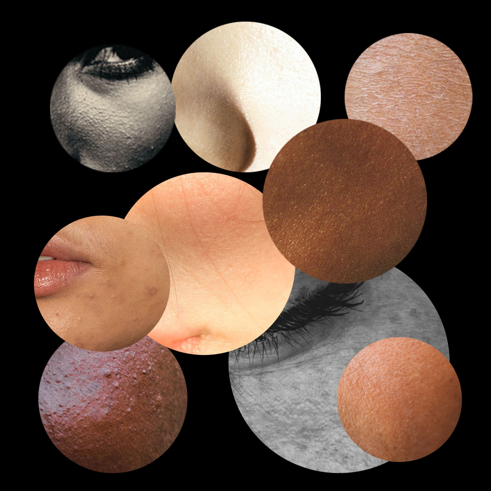 Circles showing many different types of skin