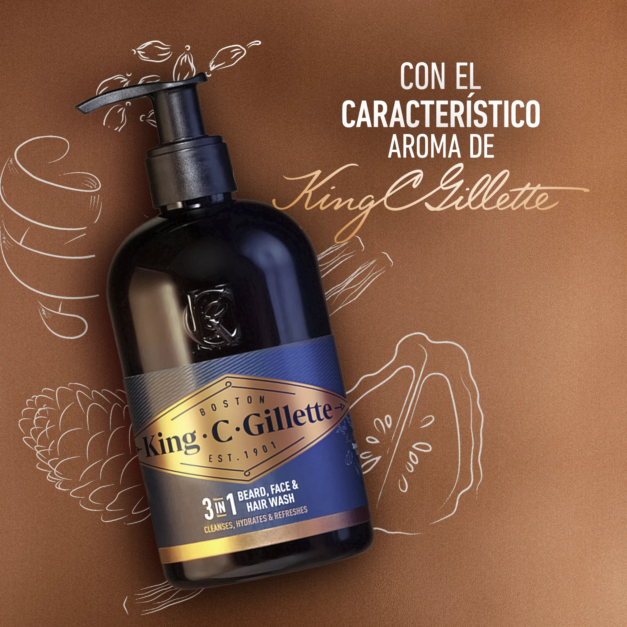 Gel Limpiador De Barba Y Rostro King C. Gillette Con Aceite De Argán, Aceite De Coco Y Mentol