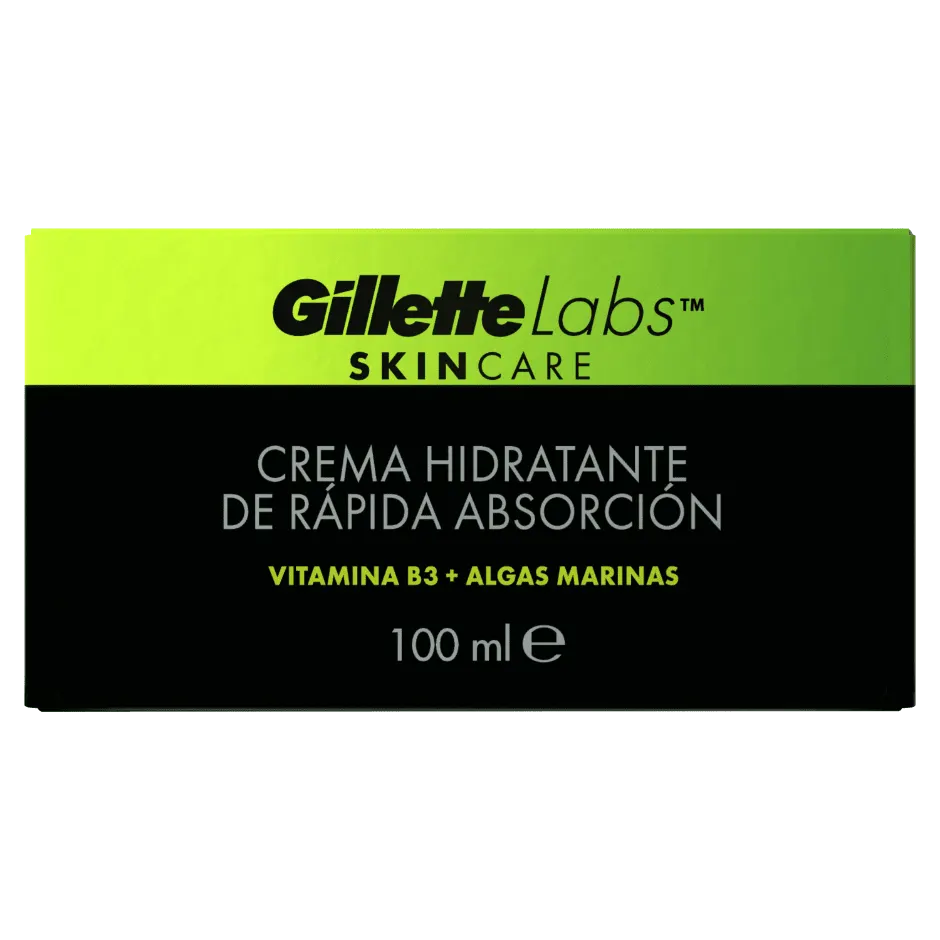Crema hidratante de rápida absorción Gillette Labs (Vitamina B3+algas marinas)