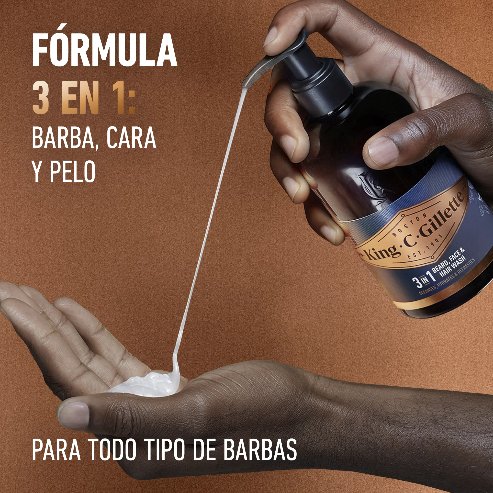Gel Limpiador De Barba Y Rostro King C. Gillette Con Aceite De Argán, Aceite De Coco Y Mentol