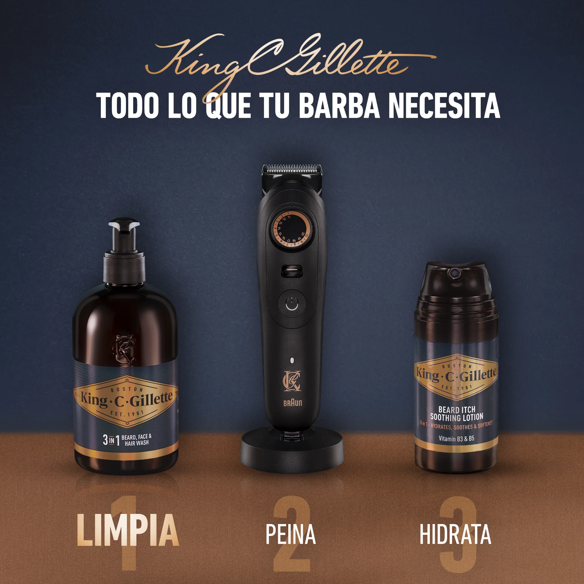 Gel Limpiador De Barba Y Rostro King C. Gillette Con Aceite De Argán, Aceite De Coco Y Mentol