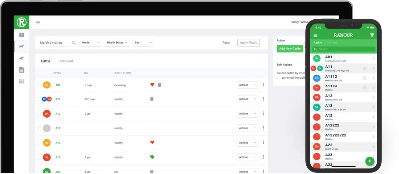 ranchr app dashboard with a mobile view next to the desktop view