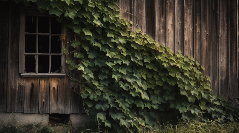 ivy growing up the side of a barn