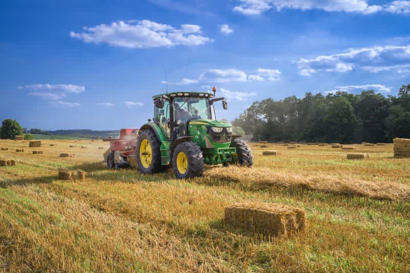 A tractor working in the field