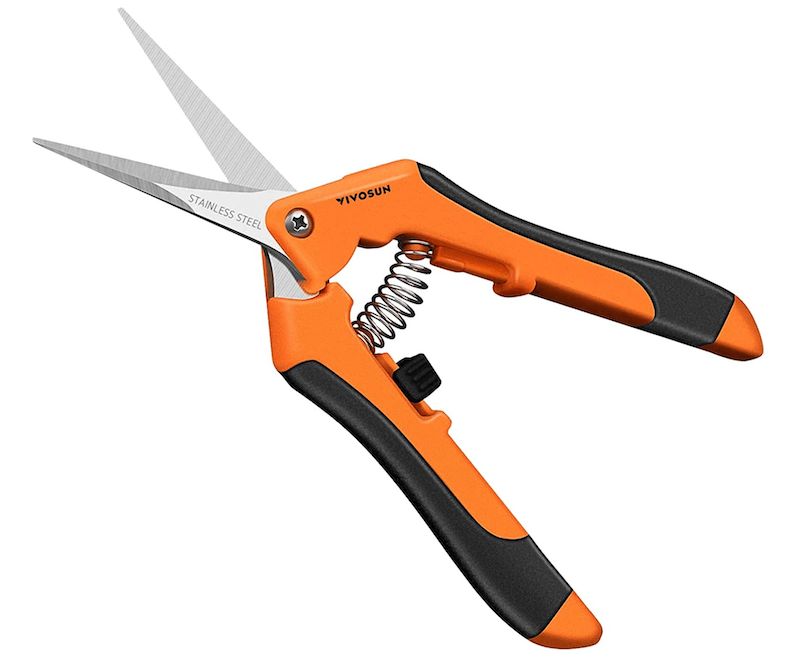 Orange and black portable gardening scissors