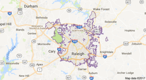 map of Raleigh, NC