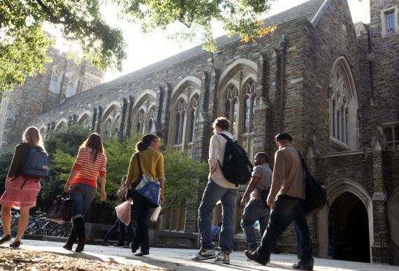 Duke students walking on campus