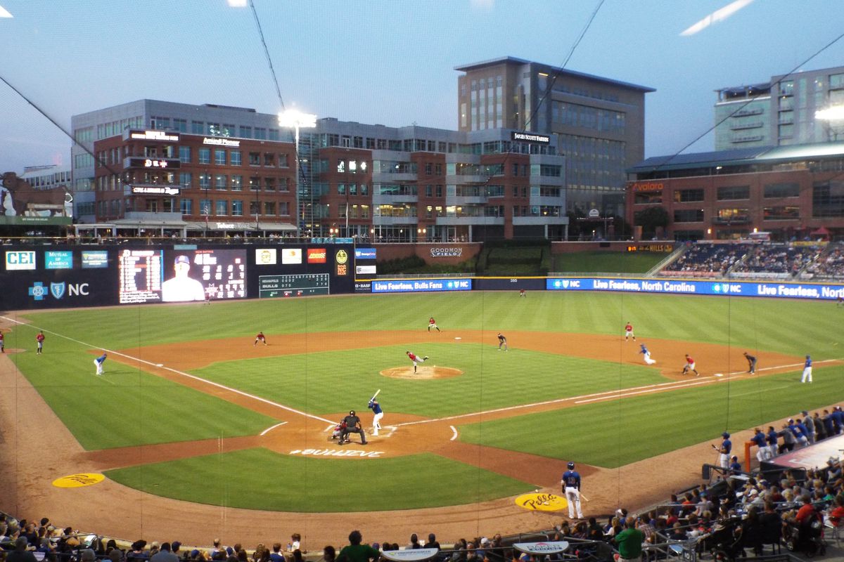This is the Durham Bulls Athletic Park, in the heart of the ever-growing American Tobacco Campus