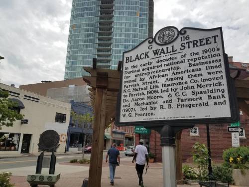 The historical Black Wall St in downtown Durham is a major focal point in the city's rich history.