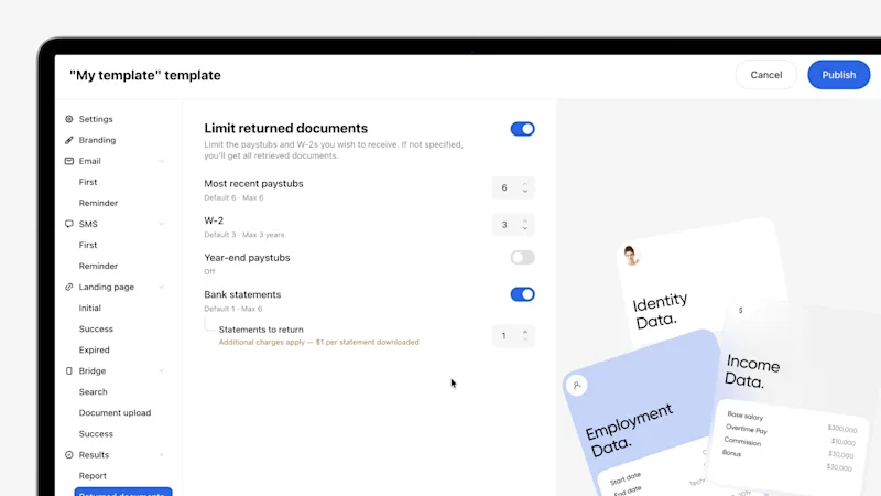 Bank Statements setting in Truv Asset Verification templates