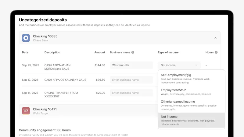 Editing uncategorized deposits on the Self-Certification page