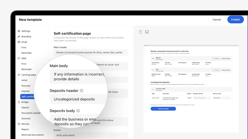 Truv self-certification page UI with new customization options