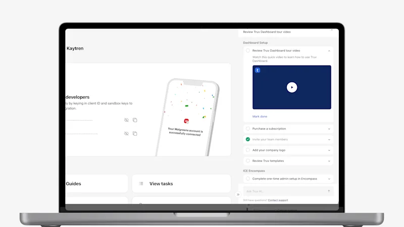 Onboarding checklist and AI chat in the Truv Dashboard
