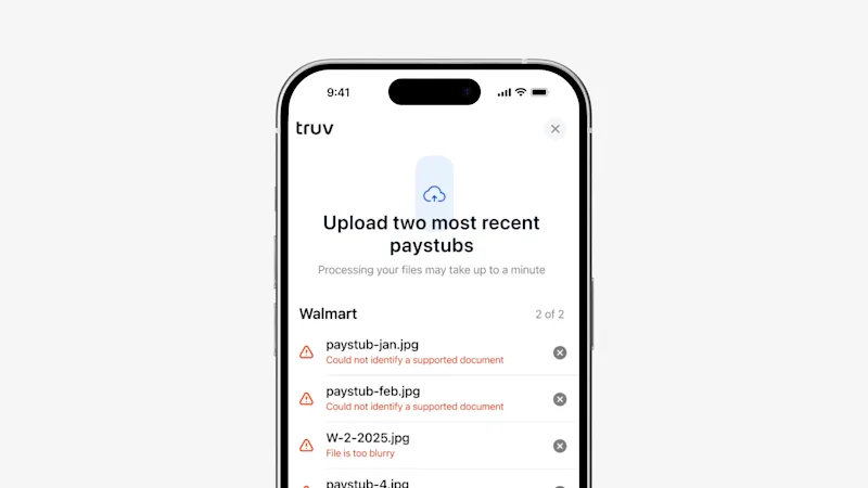 The redesigned Truv document upload experience
