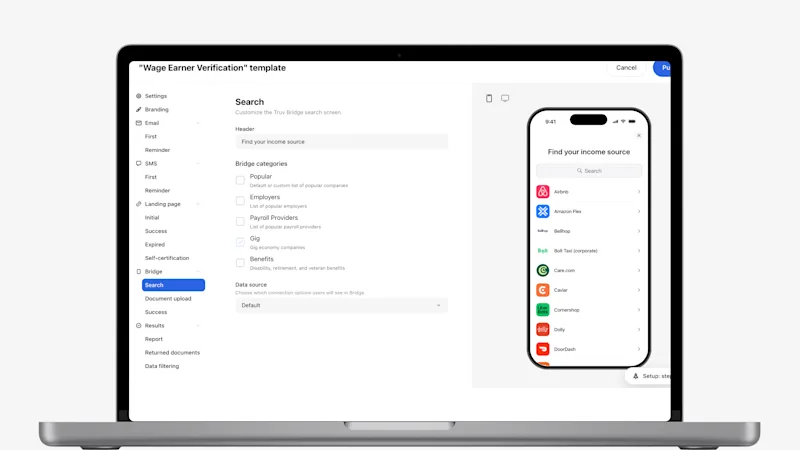 Gig-only option with search bar in Truv Templates