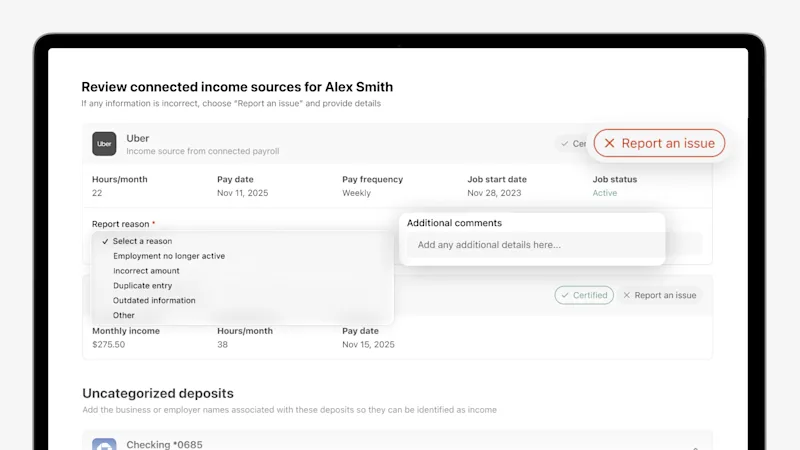 Report Issue on Self-Certification Page