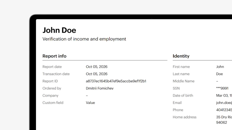 Custom field displayed in the Truv PDF report
