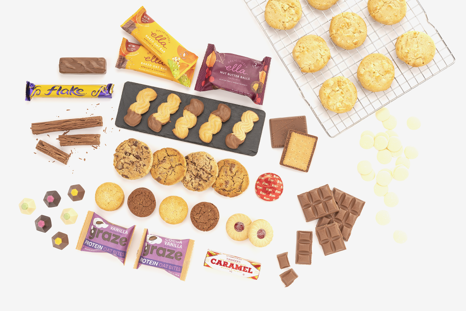An assortment of biscuits and confectionery