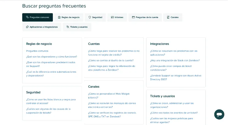 preguntas frecuentes zendesk