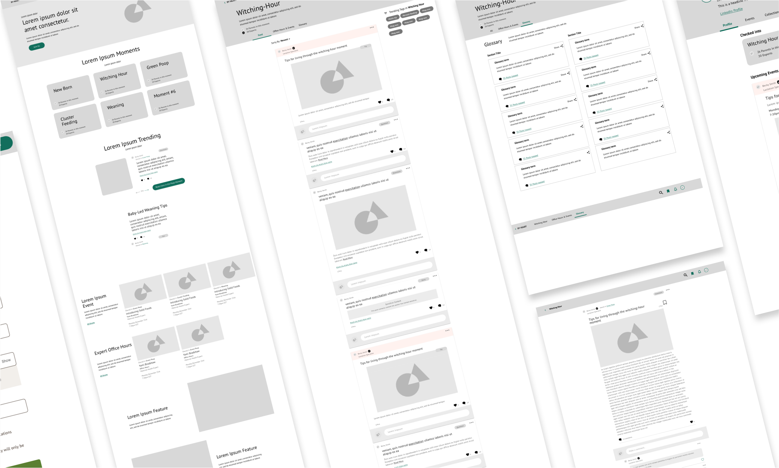 Collection of wireframes from byheart cluster.