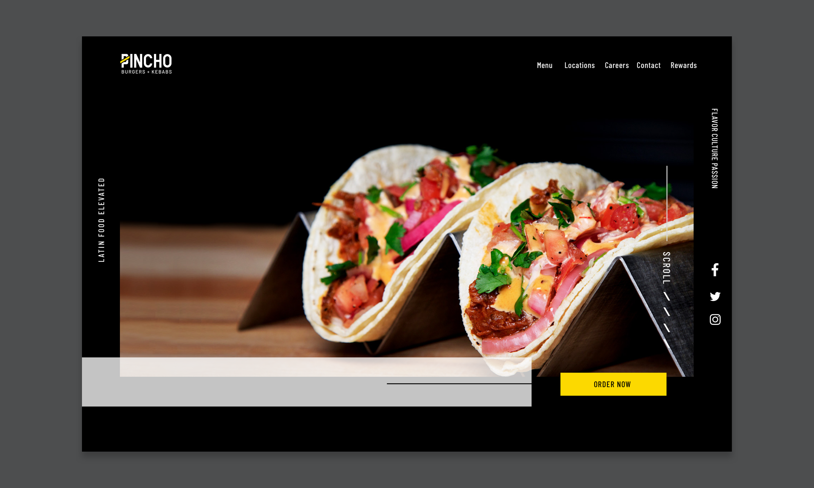 Image of the menu with picture of tacos with Order Now cta