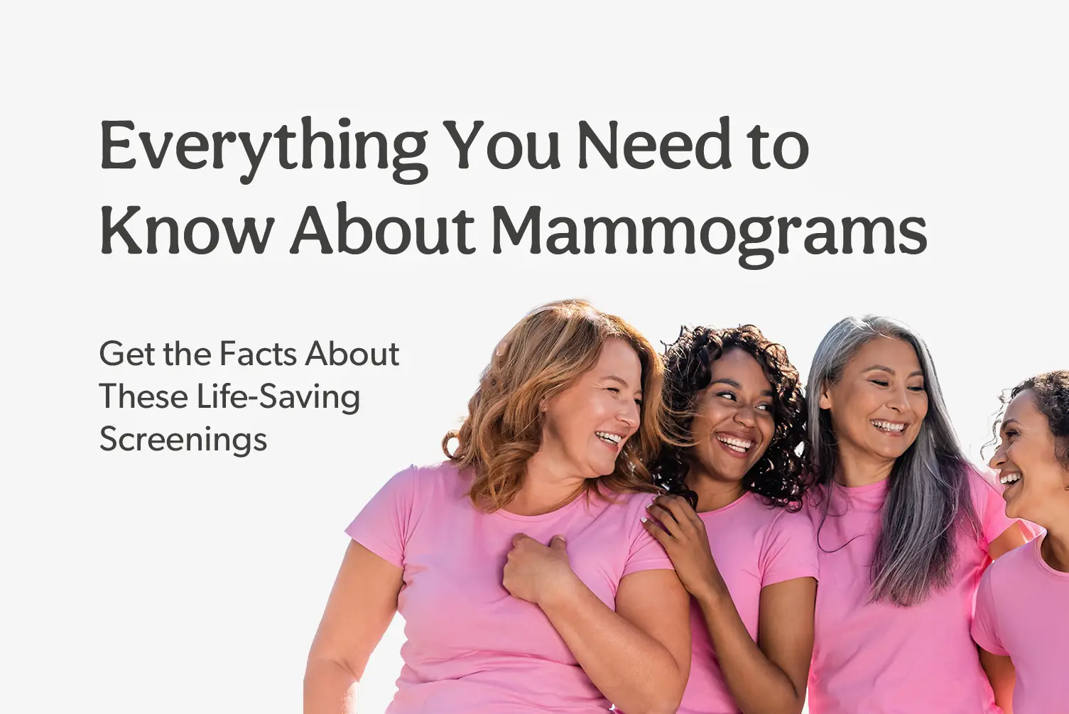 Women celebrating Breast Cancer Awareness Month: learn how to book an affordable mammogram online with transparent pricing.