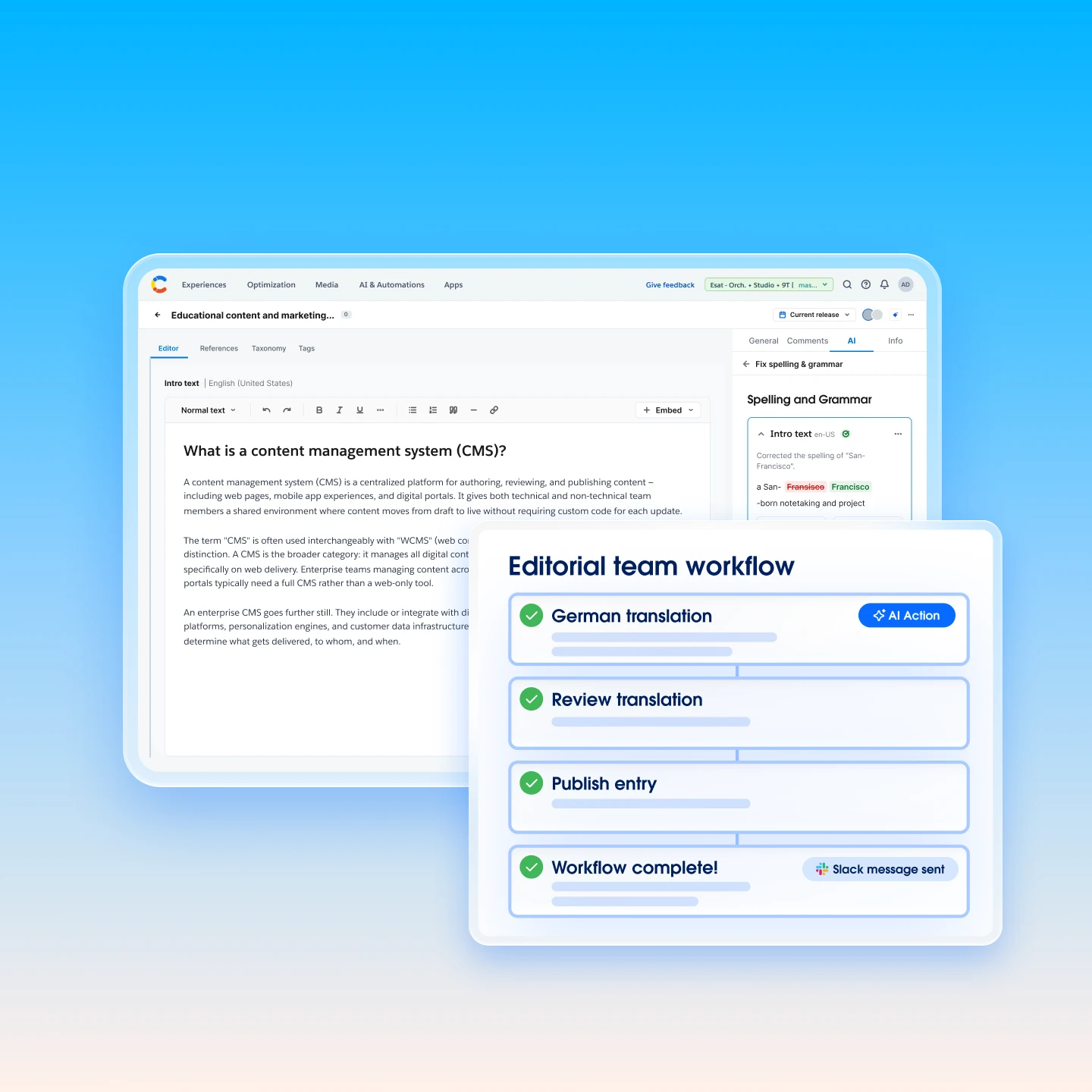 Stylized view showing how content can be edited in one place