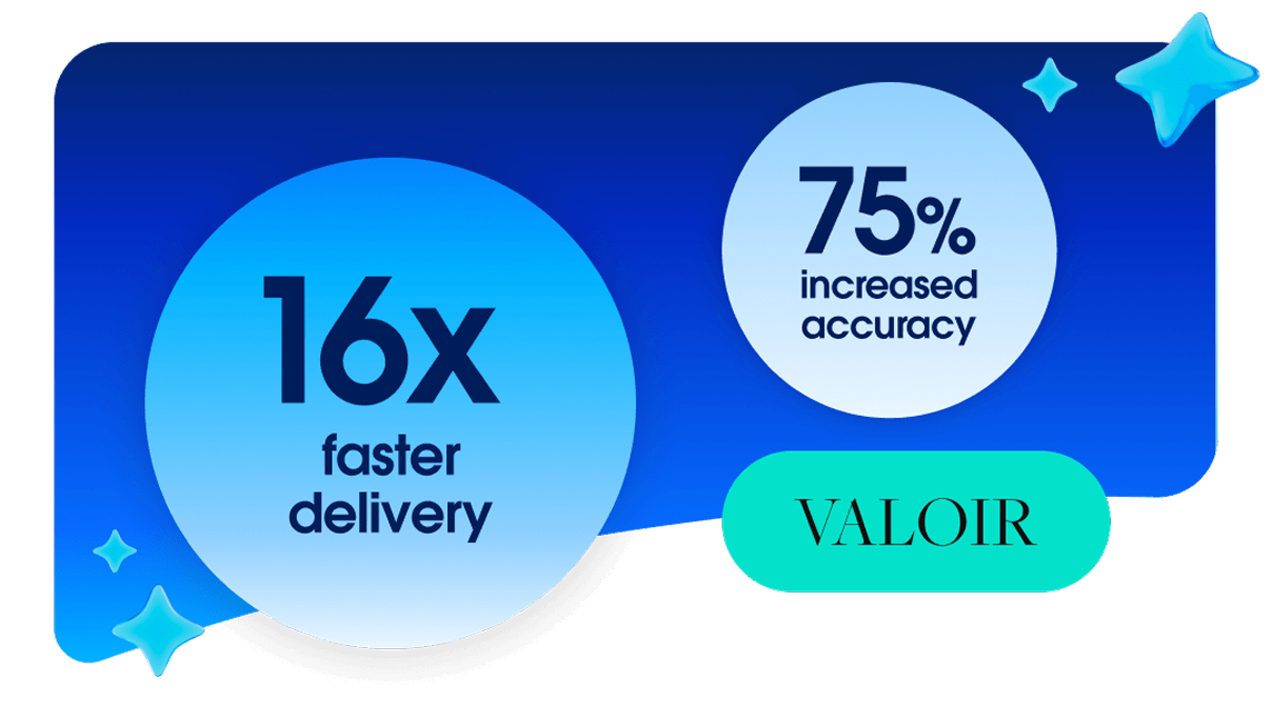 Valoir Data from a Valoir report show 16 times faster agent delivery and an increase in agent accuracy of 75%