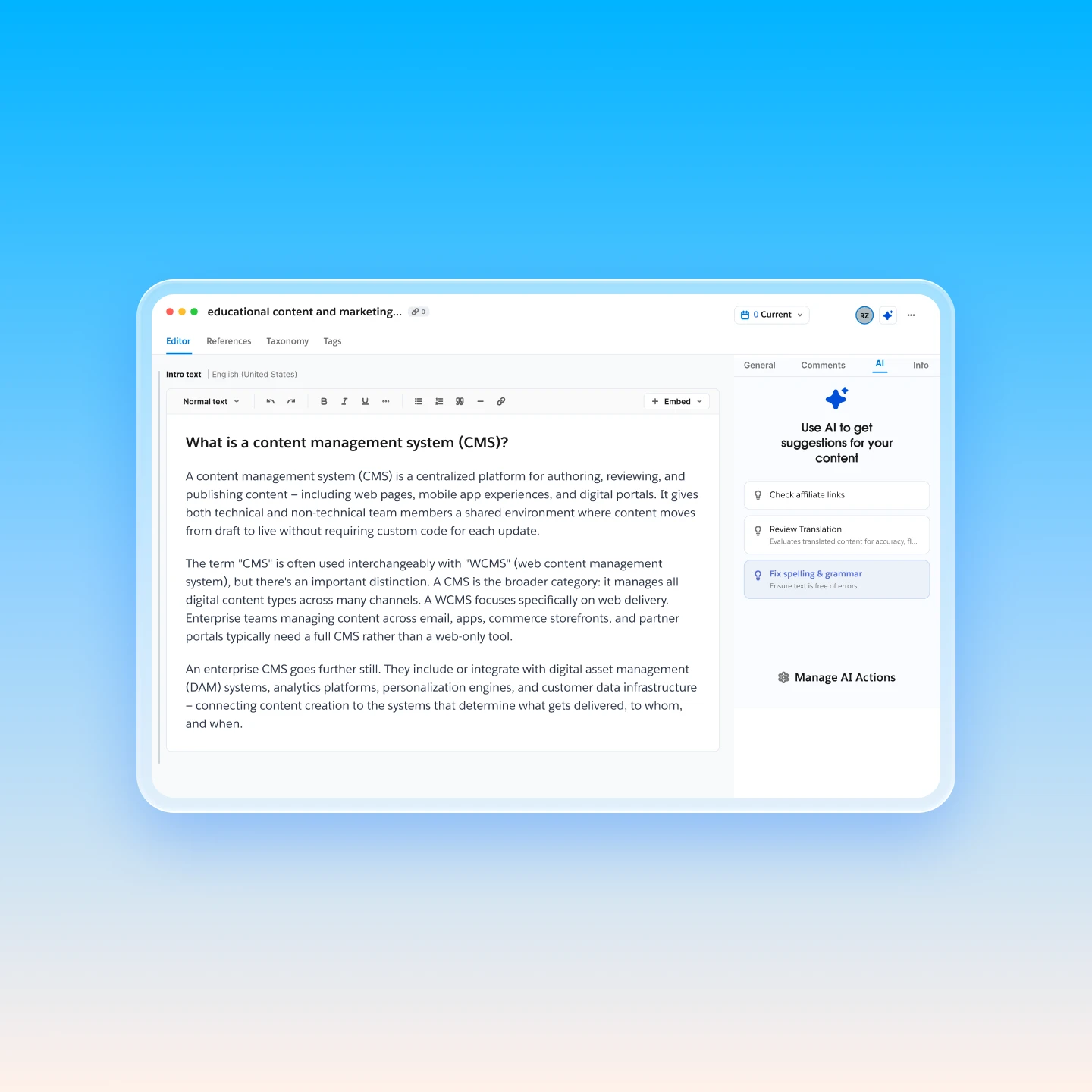 Stylized view showing how content appears in Contentful