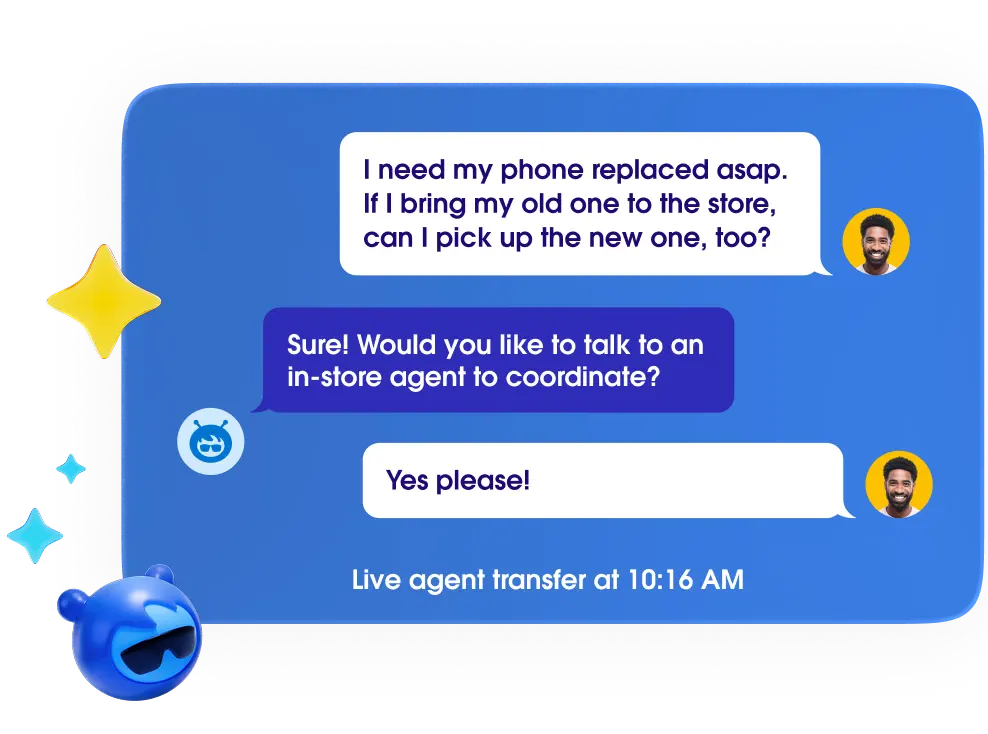 An Agentforce UI screenshot depicting an AI-powered chat conversation.