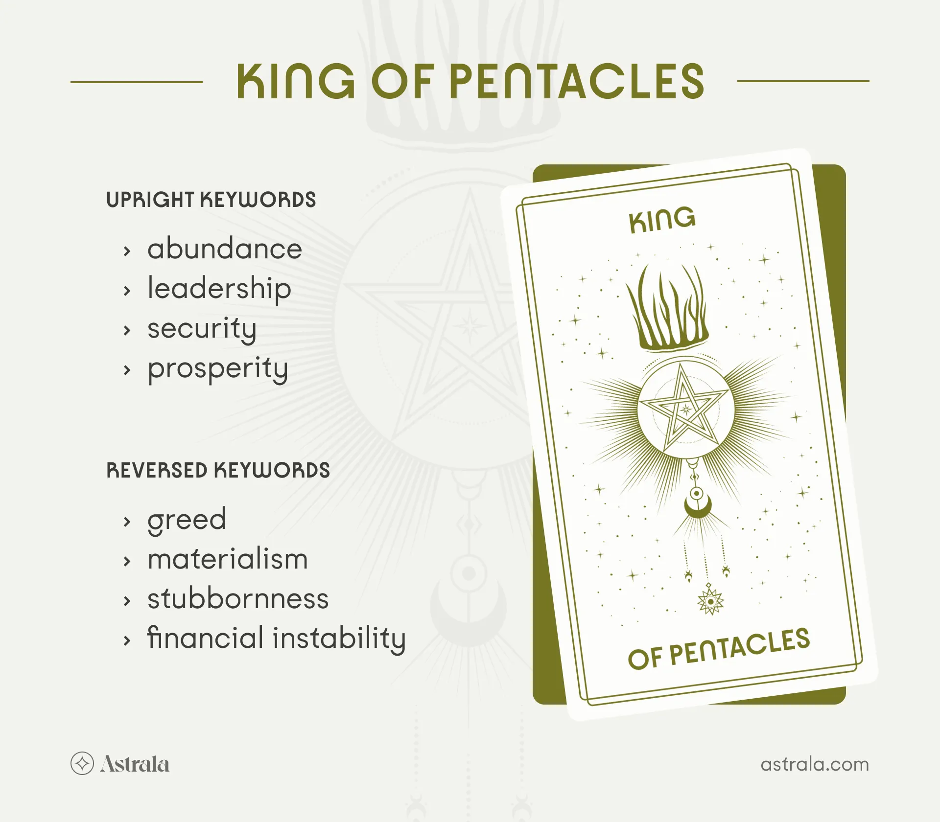 King of Pentacles Tarot Card Upright and Reversed Keywords