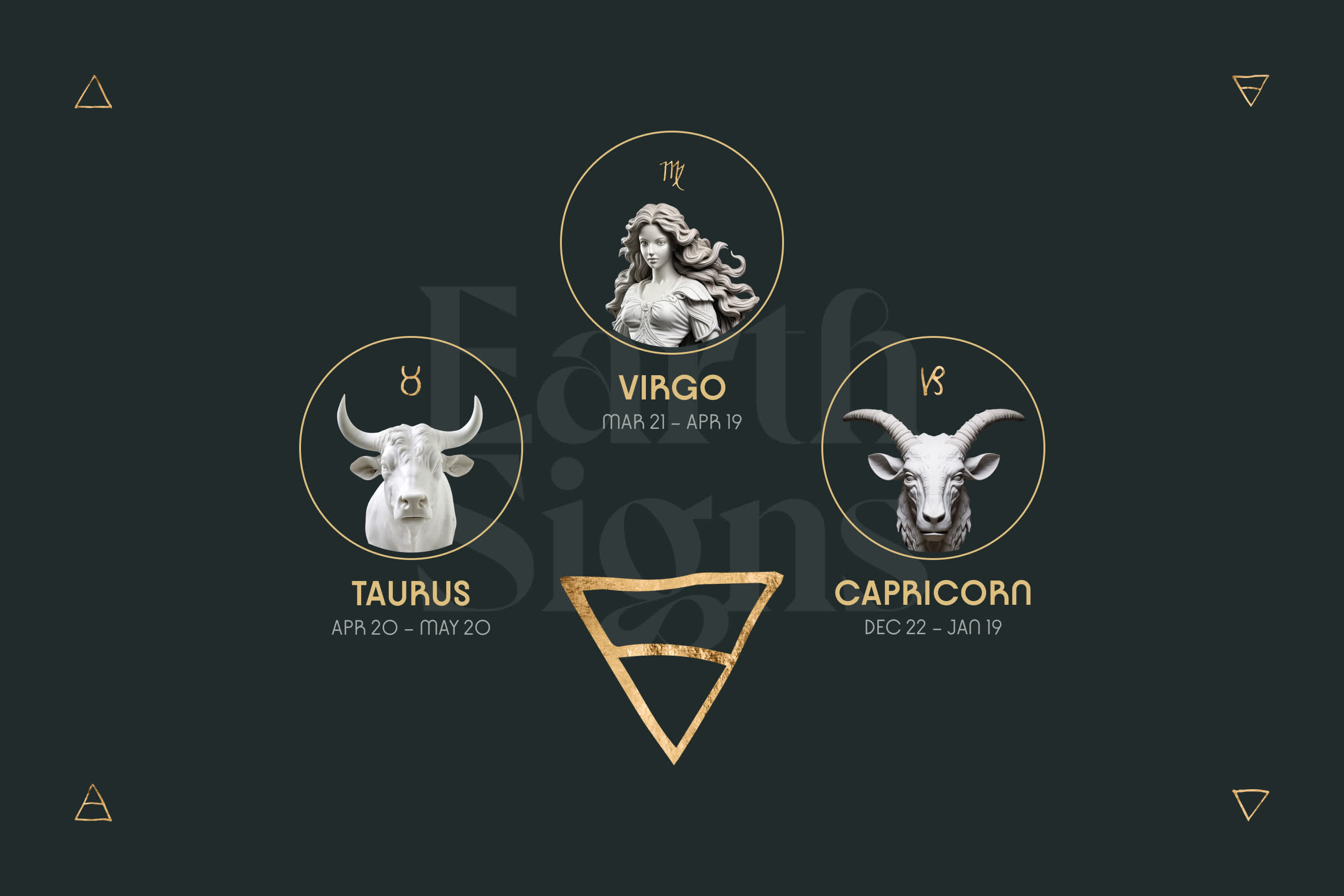 Earth Signs: Taurus, Virgo and Capricorn