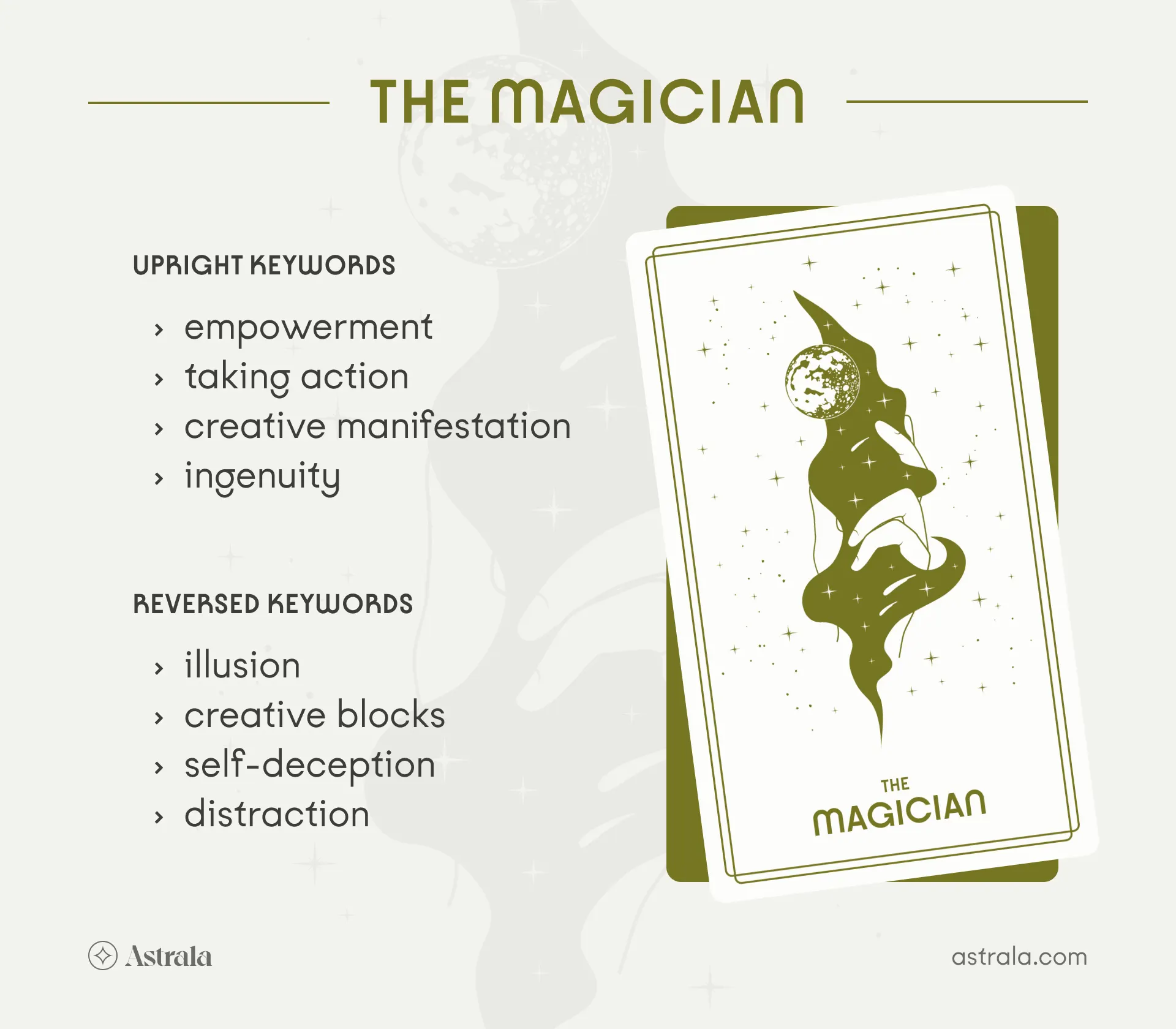 The Magician Tarot Card Upright and Reversed Keywords