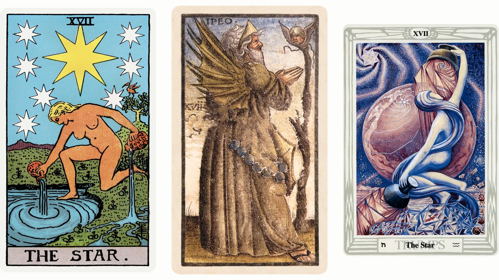 The Star Tarot Card Variants: Rider Waite Smith, Sola Busca, and Thoth