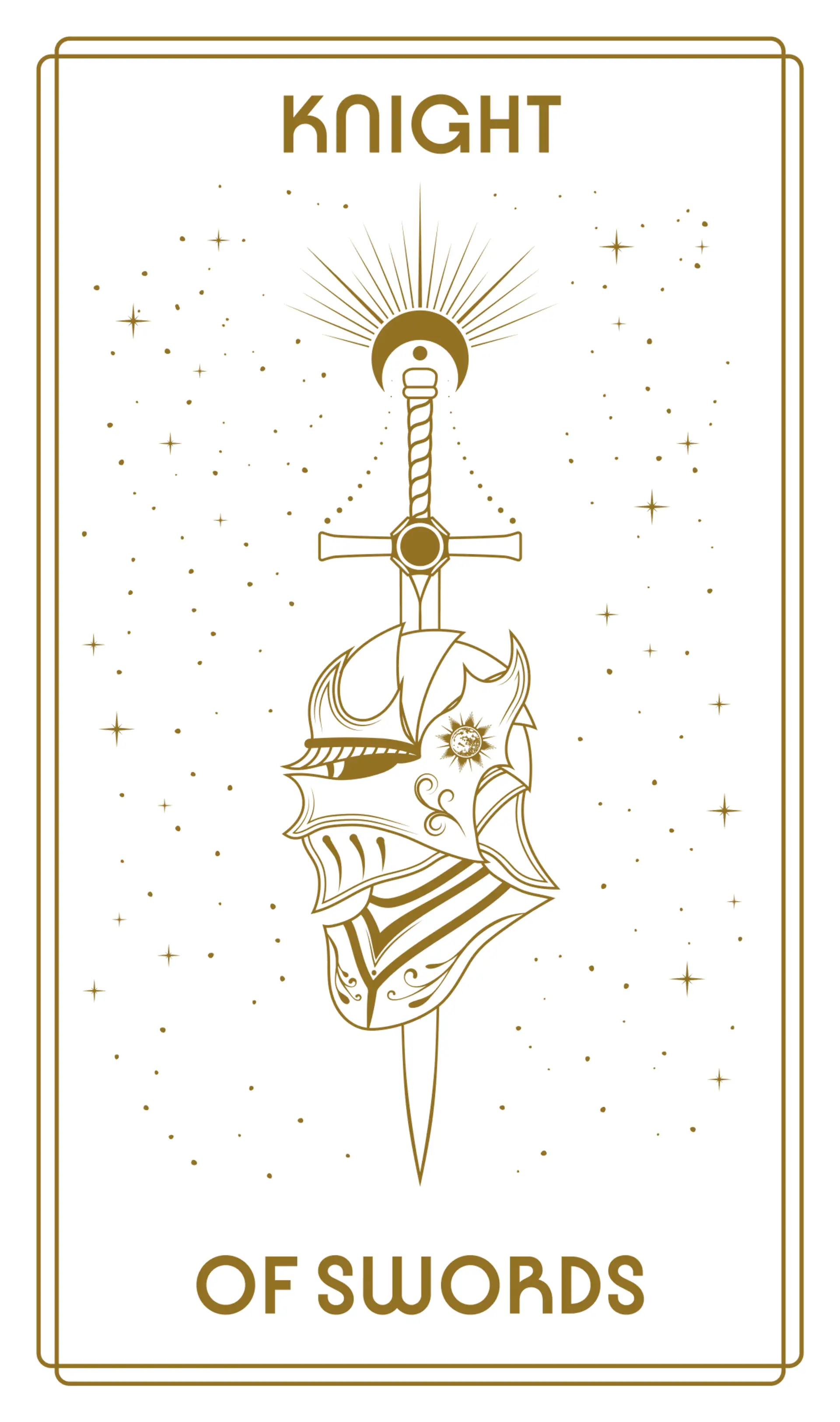 Knight of Swords Tarot Card from the Rider-Waite-Smith deck, depicting a knight charging forward with a sword raised.