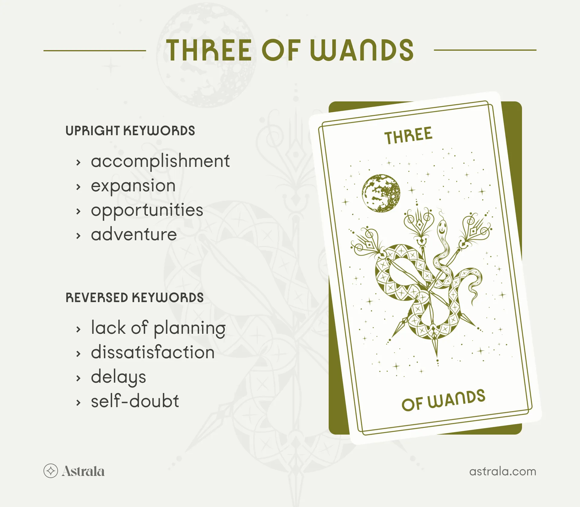 Three of Wands Tarot Card Upright and Reversed Keywords